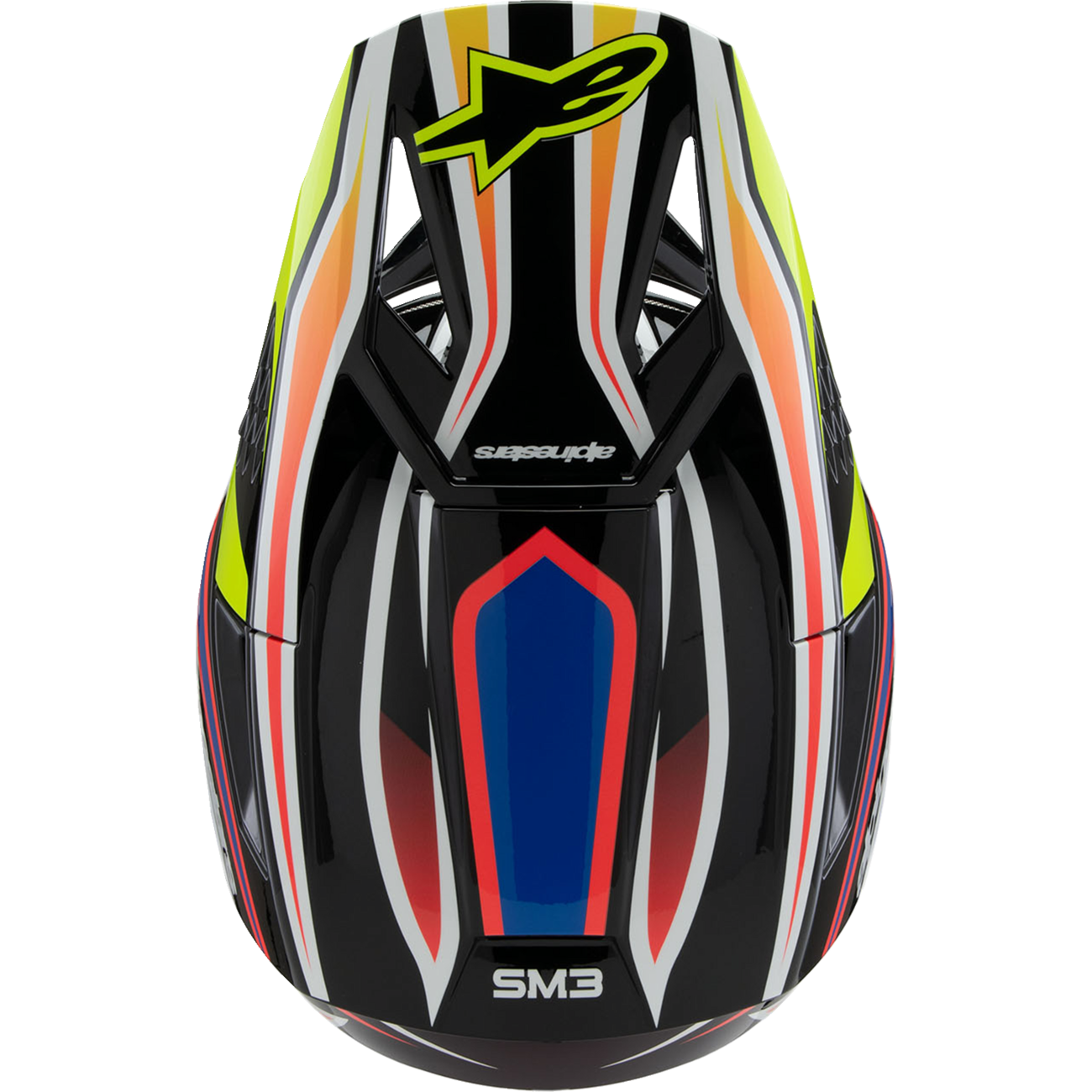 ALPINESTARS Youth SM3 Helmet - Wurx - Gloss Black/Yellow Fluo/Blue/Red Medium 8302025-1574-YM