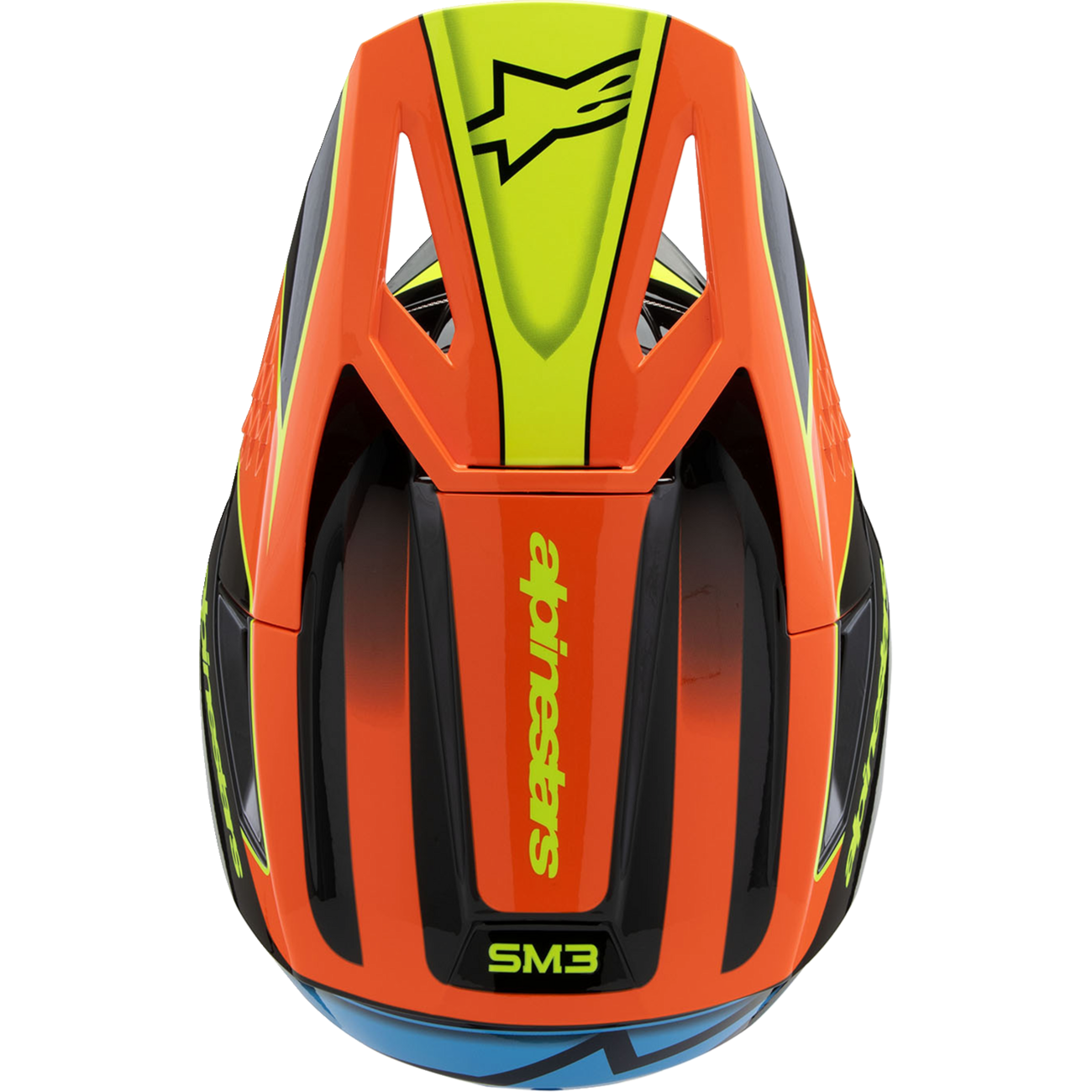 ALPINESTARS Youth SM3 Helmet - Fray - Gloss Black/Orange/Yellow Fluo - Small 8301625-1455-YS