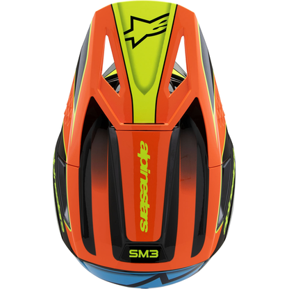 ALPINESTARS Youth SM3 Helmet - Fray - Gloss Black/Orange/Yellow Fluo - Medium 8301625-1455-YM