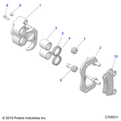 Polaris Ranger Disc Brake Caliper Assembly, Left, 1.18, Genuine OEM Part 1912277, Qty 1