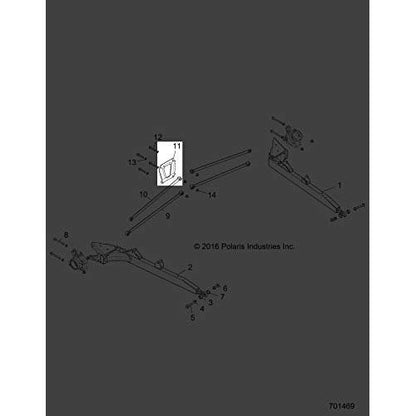 Polaris RZR Rear Plate, Bolt Brace, Matte Black, Genuine OEM Part 5259640-458, Qty 1