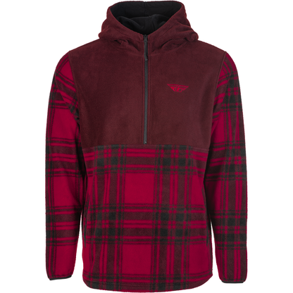 Fly Half Zip Pullover Hoodie Red Plaid Lg