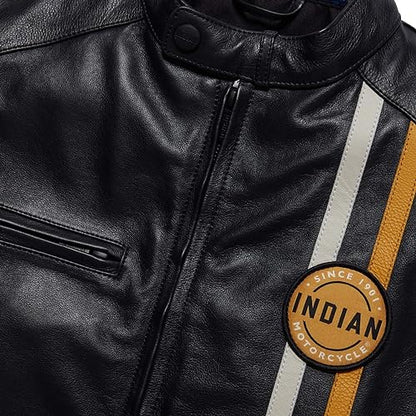 Indian Motorcycle Men's Cafe Leather Jacket, Black