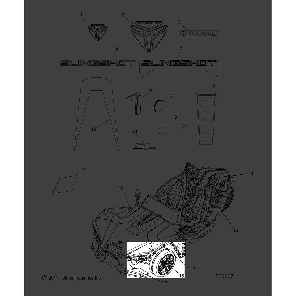 Polaris Slingshot Fender Decal, Front, Right, Orange Madness, Genuine OEM Part 7185190, Qty 1