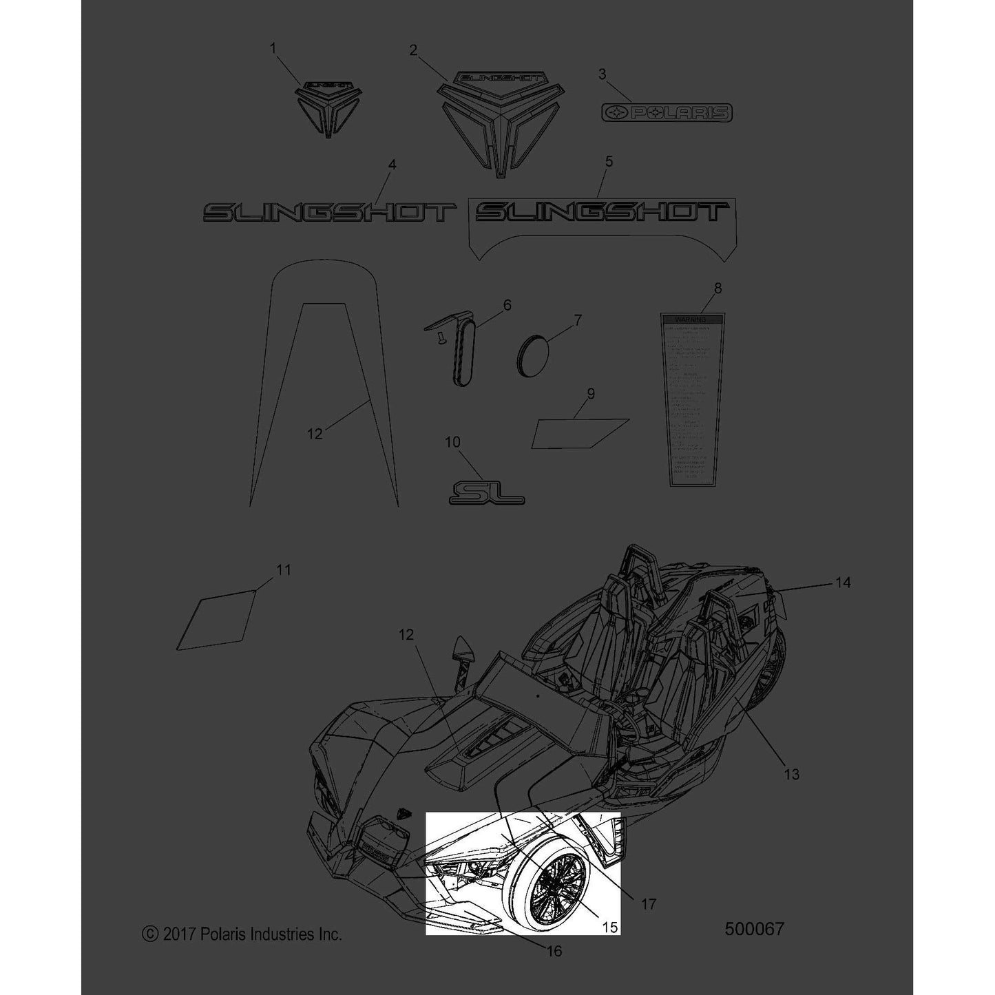 Polaris Slingshot Fender Decal, Front, Right, Orange Madness, Genuine OEM Part 7185190, Qty 1