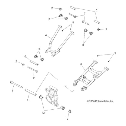 Polaris ATV Control Arm Weld, Rear, Lower, Left, Medium Gloss Black, Genuine OEM Part 1017256-067, Qty 1