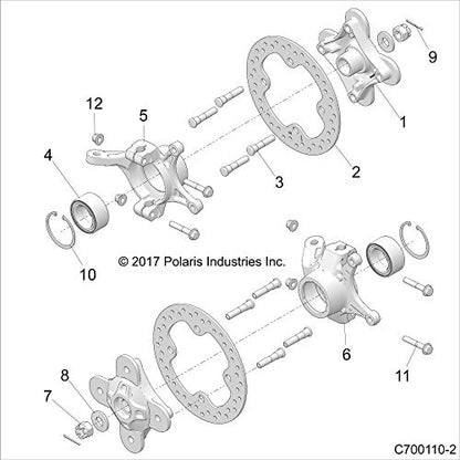 Polaris RZR Knuckle, Front, Right, Machined, Genuine OEM Part 5141261, Qty 1