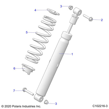 Polaris ATV Shock, Rear, Genuine OEM Part 7044393, Qty 1
