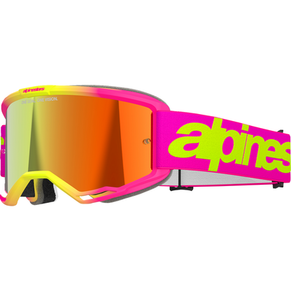 ALPINESTARS GOGGLES Vision 5 Goggle - Wordmark - Pink/Yellow Fluo - Red Mirror Lens 5102425-3085