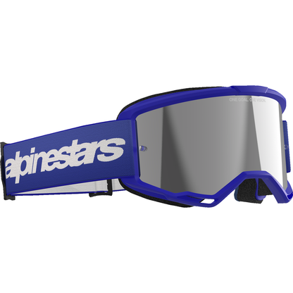 ALPINESTARS GOGGLES Vision 3 Goggle - Wordmark - Blue - Silver Mirror Lens 5103225-7266