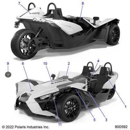 Polaris Slingshot DECAL-Hood,SLNG,RH,BLACK, Genuine OEM Part 7187352, Qty 1