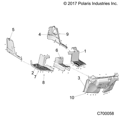 Polaris Ranger Fender, Rear Rocker, Right Side, Gloss Black, Genuine OEM Part 5453733-070, Qty 1