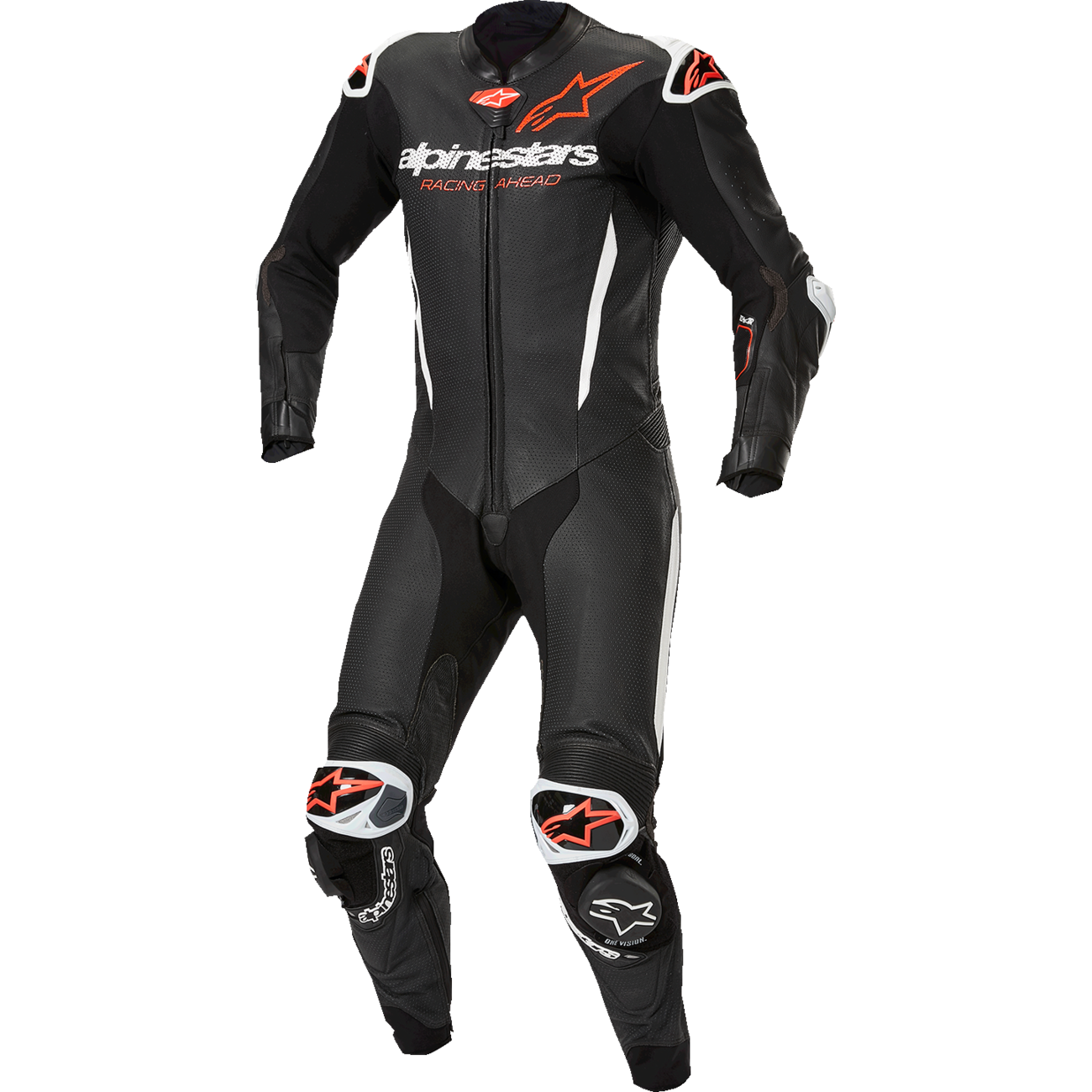ALPINESTARS GP-R7 1-PC Leather Suit - Black/White/Red Fluo - US 48 / EU 58 3150125-1231-58