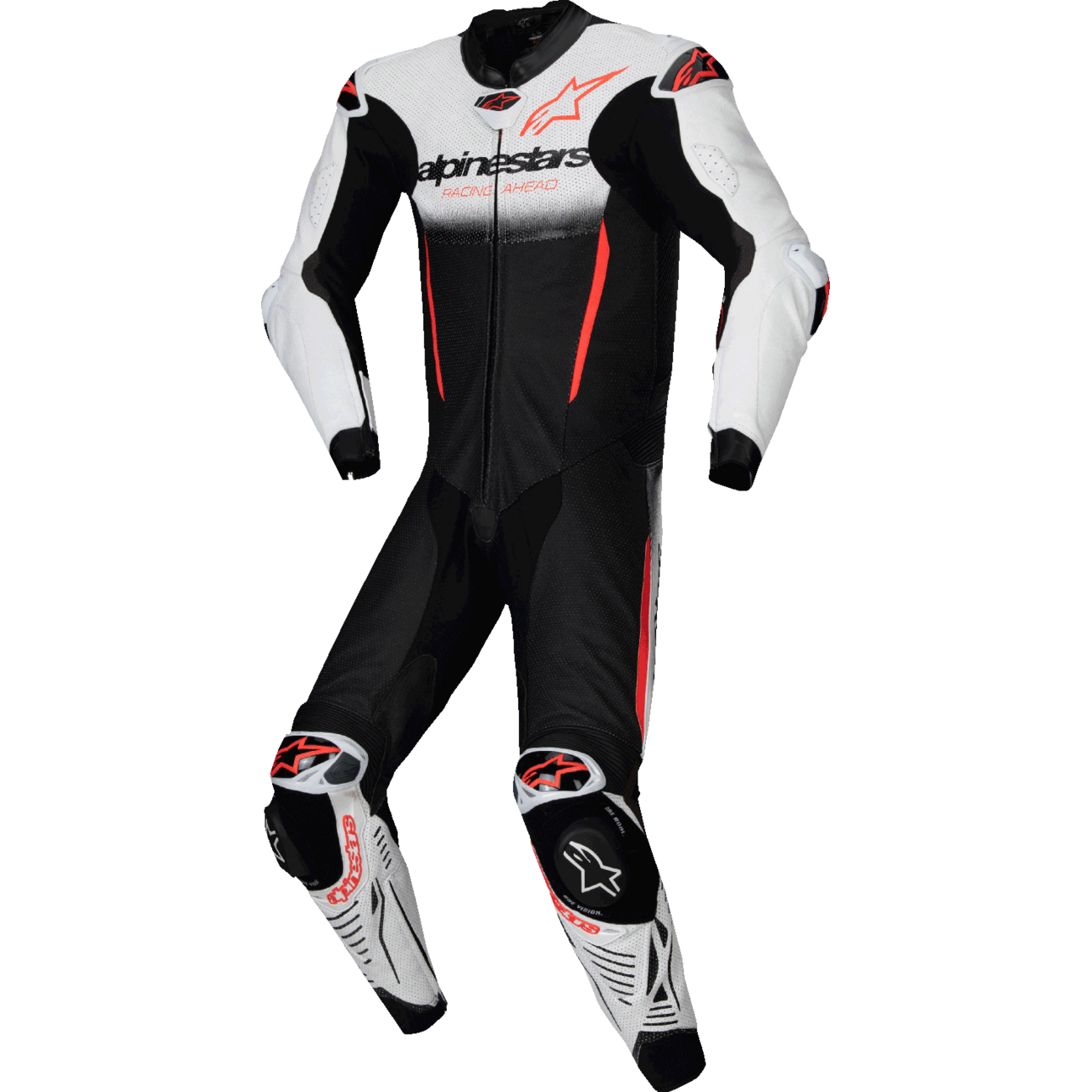 ALPINESTARS GP-R7 1-PC Leather Suit - White/Black/Red Fluo - US 52 / EU 62 3150125-233-62