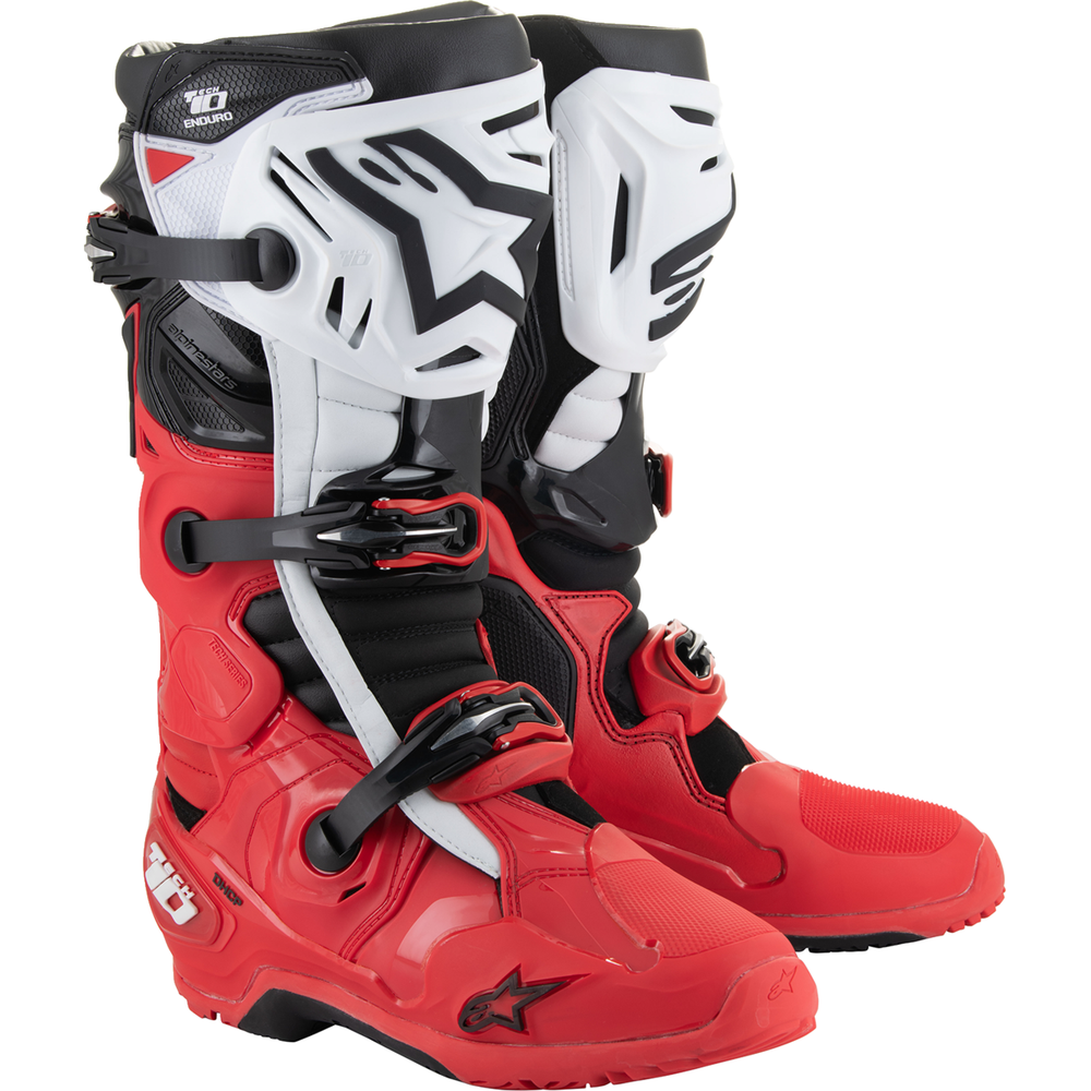 ALPINESTARS Tech 10 Enduro Boots - Bright Red/Black/White - US 7 / EU 40.5 2010025-3016-7