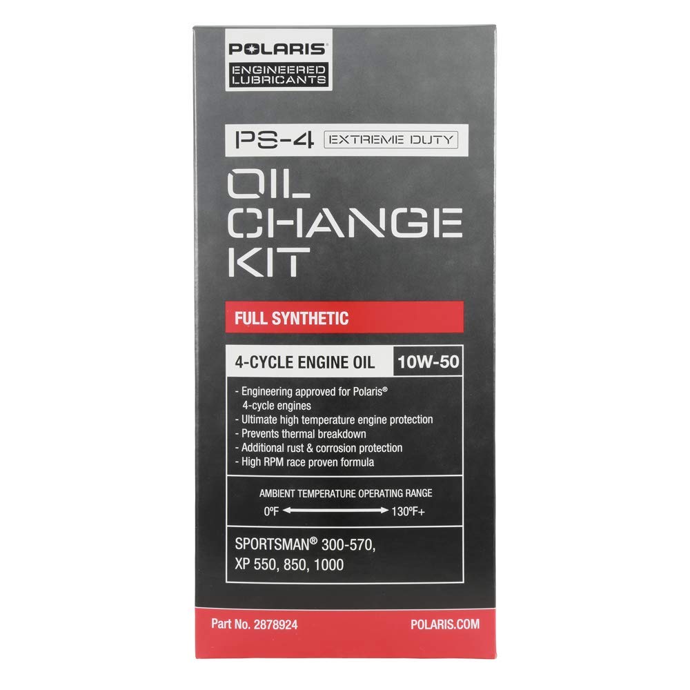 
                      
                        Polaris Ranger Full Synthetic Oil Change Kit, 2878924, 2 Quarts of PS-4 Extreme Duty Engine Oil and 1 Oil Filter
                      
                    