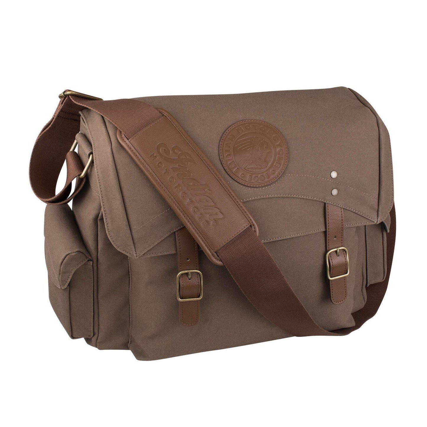 Indian Motorcycle Waxed Cotton Messenger Bag, Olive - one size