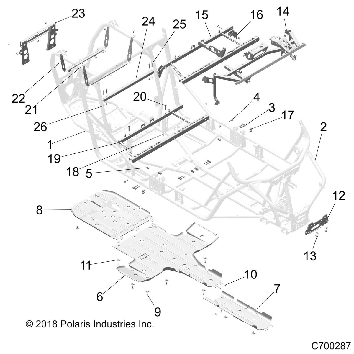 Polaris RZR PLATE-SKID,REAR,BLK [FROM 2/14/2020], Genuine OEM Part 5457488-070, Qty 1