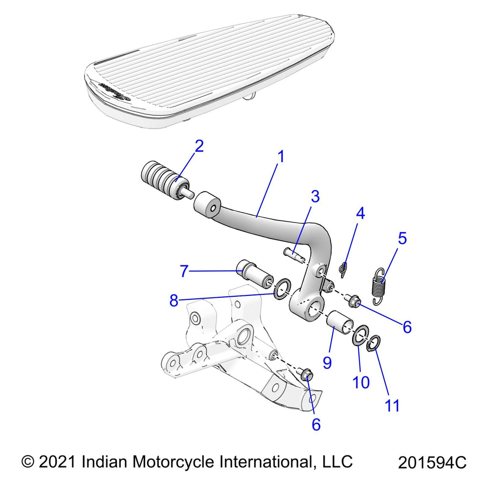 
                      
                        Indian Motorcycle Brake Peg Pedal Assembly, Genuine OEM Part 1023251-410, Qty 1
                      
                    