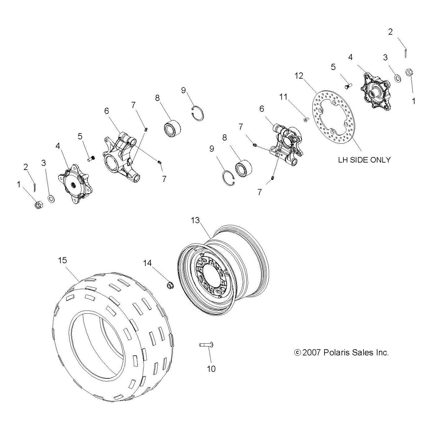 Polaris ATV Carrier Bearing, Left, Rear, Machined, Genuine OEM Part 5135671, Qty 1