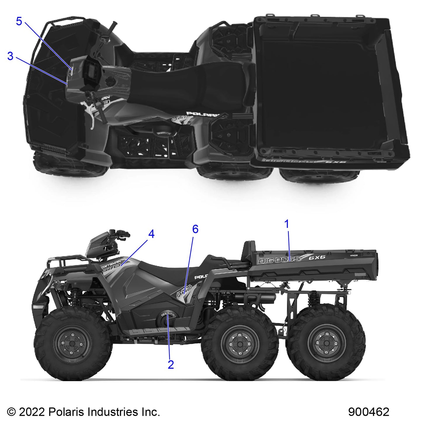 Polaris ATV Box Decal, Side, Left, Big Boss, Genuine OEM Part 7184943, Qty 1