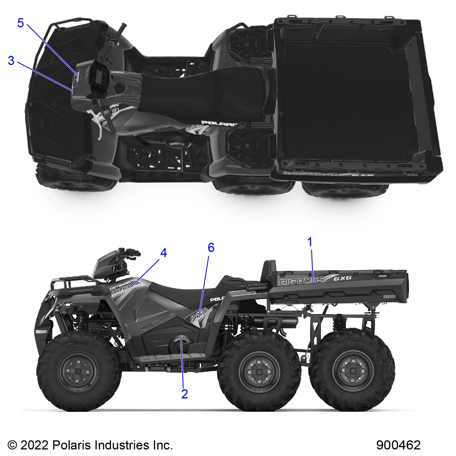 Polaris ATV Box Decal, Side, Left, Big Boss, Genuine OEM Part 7184943, Qty 1