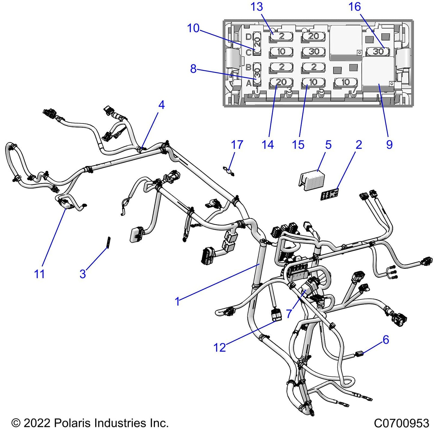 Polaris Ranger Chassis Harness, EV, Genuine OEM Part 2415131, Qty 1