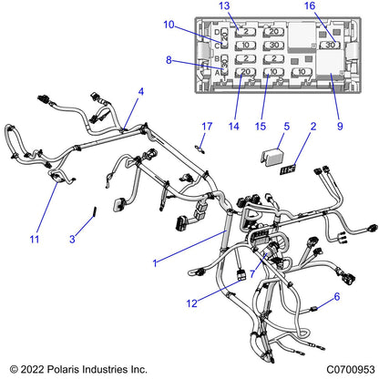 Polaris Ranger Chassis Harness, EV, Genuine OEM Part 2415131, Qty 1