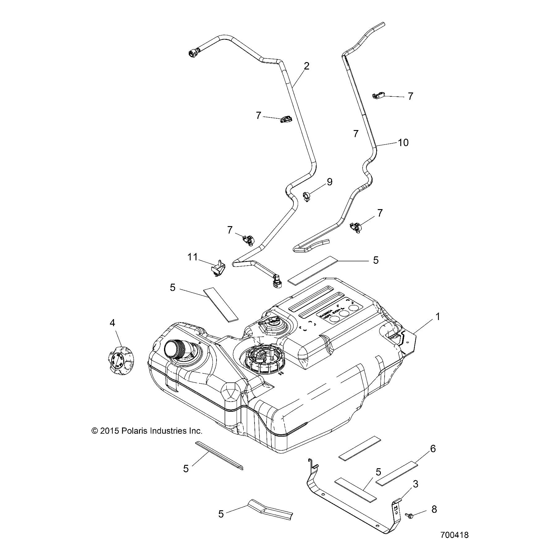 Polaris RZR Fuel Line Assembly, Genuine OEM Part 2521624, Qty 1