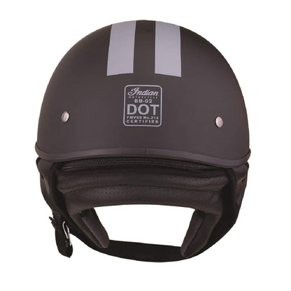 Indian Motorcycle Half Helmet with Gray Stripe, Black - M - 286963403