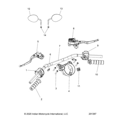 Indian Motorcycle Bob Handlebar, Flat Black, Genuine OEM Part 1022737-463, Qty 1