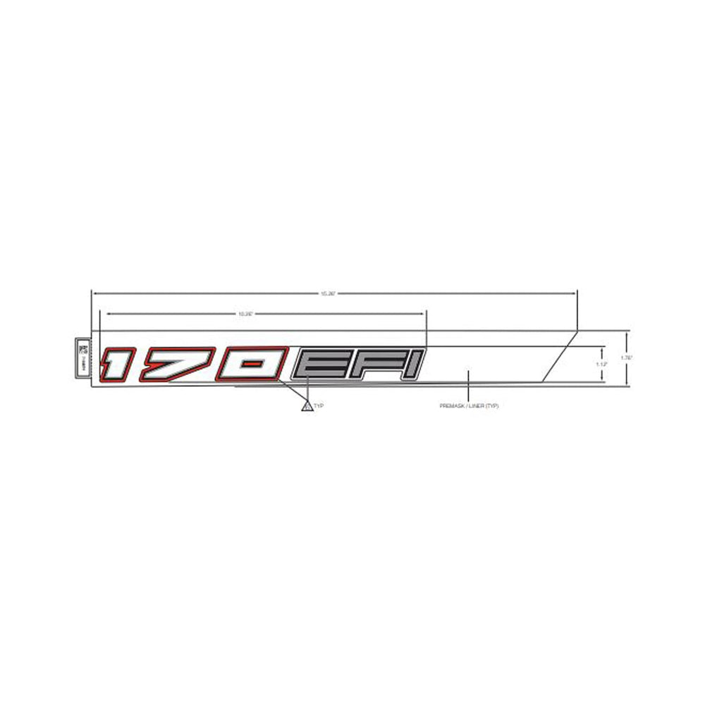 Polaris RZR Hood Decal, Top, Right, Red, 170 EFI, Genuine OEM Part 7186904, Qty 1
