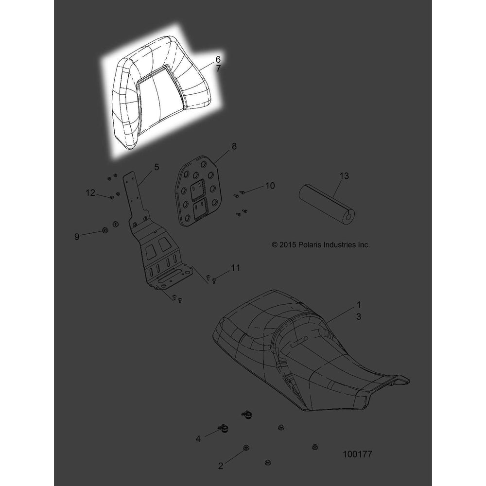 Polaris ATV ASM., PASSENGER SEAT, STX, BLACK, Genuine OEM Part 2686320, Qty 1