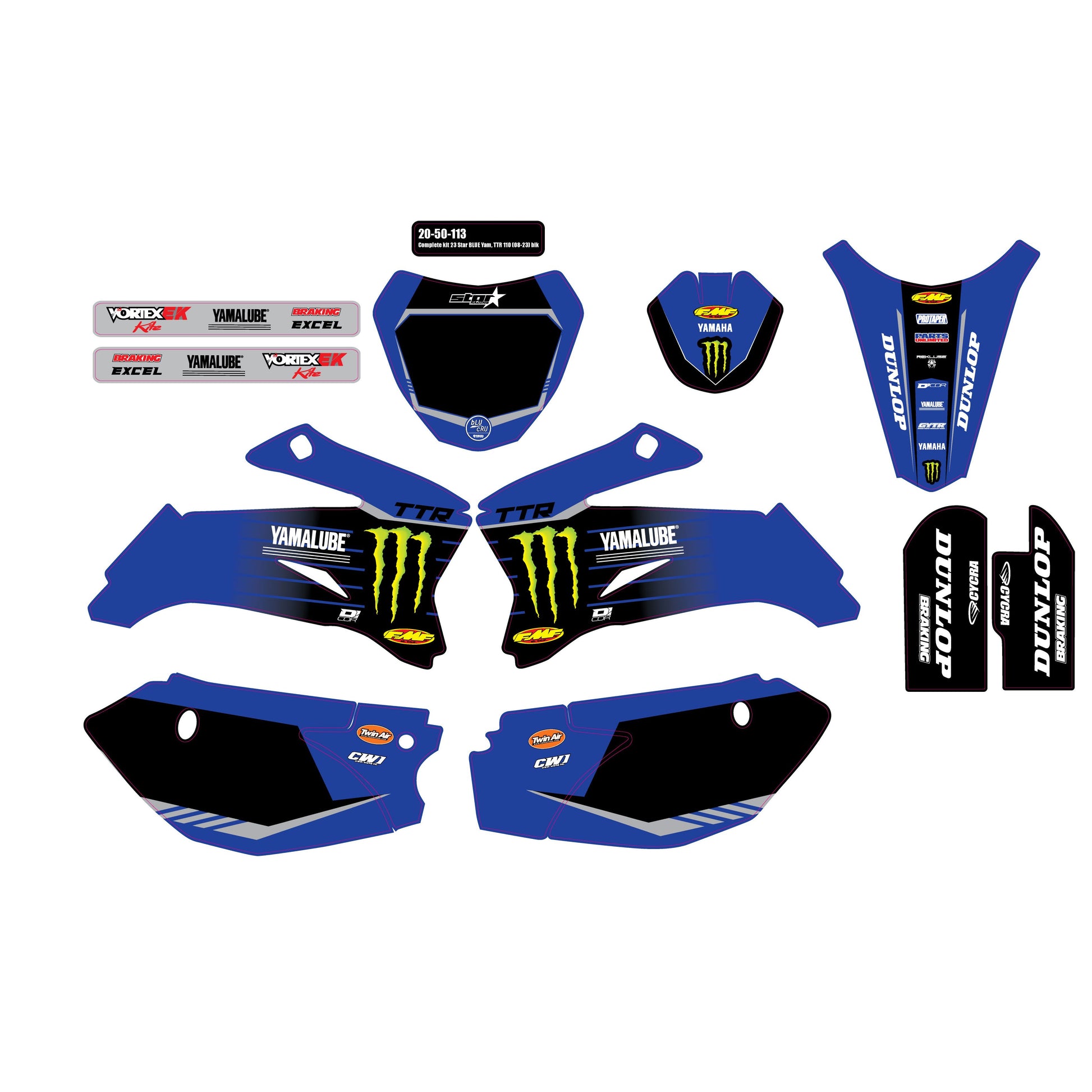 Complete Kit 23 Blue Mey Ttr 110 Blk Bg