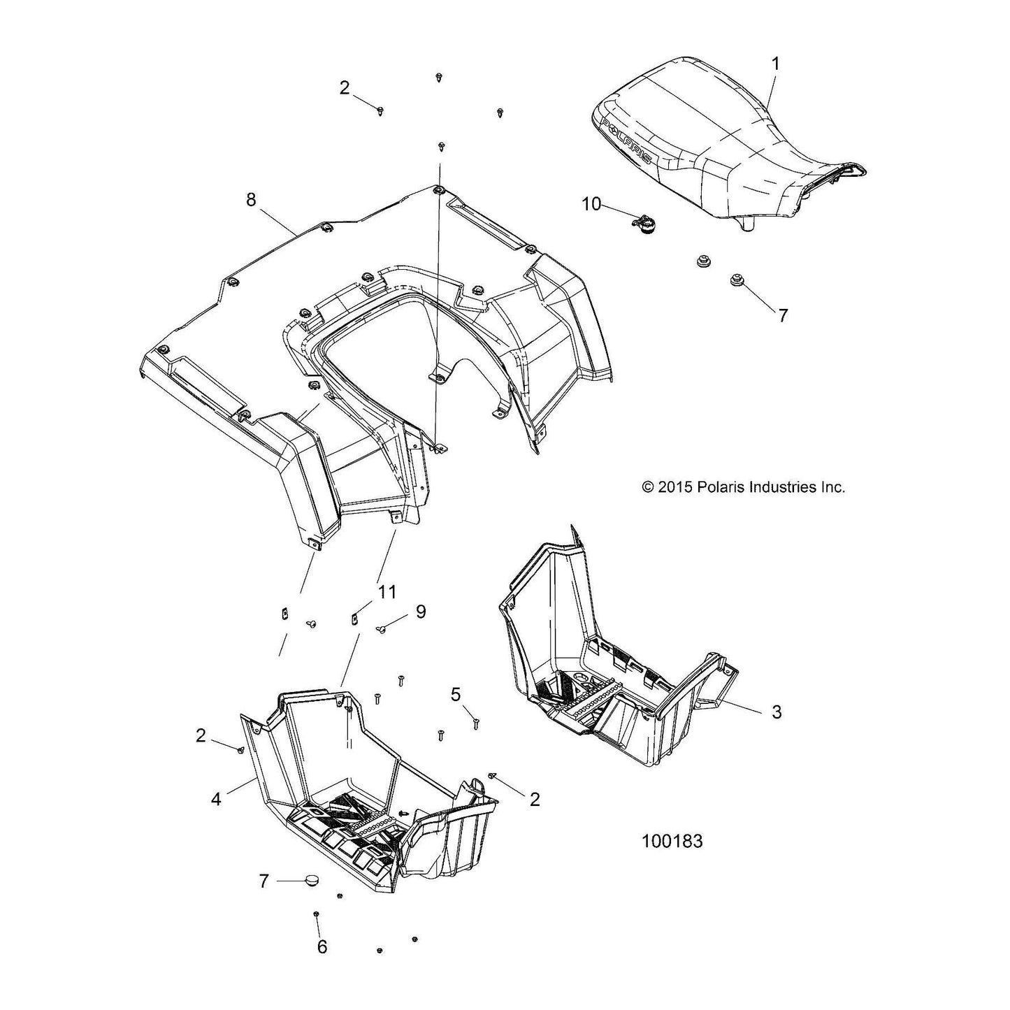 Polaris ATV Cam Assembly, Rear, Genuine OEM Part 2635396-629, Qty 1