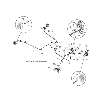 Polaris RZR Break Line, Front, Left, Genuine OEM Part 1912519, Qty 1