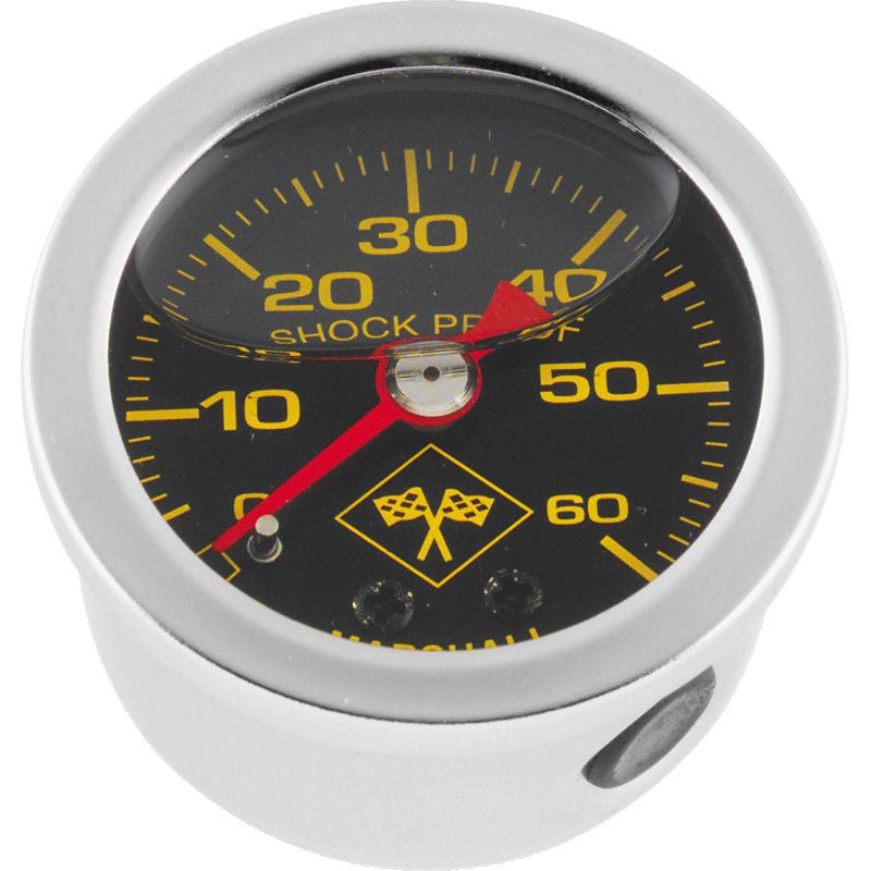 Bikers Choice 0-60 PSI Oil Pressure Gauge Black Face Stainless Bezel Liquid Filled Universal Custom