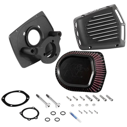 K&N Street Metal Intake System for 01-16 Harley-Davidson Softail/Dyna - Shaker Black