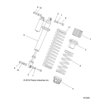 Polaris RZR Piggyback Shock, Front, Right, RZR XP, Genuine OEM Part 7044554, Qty 1