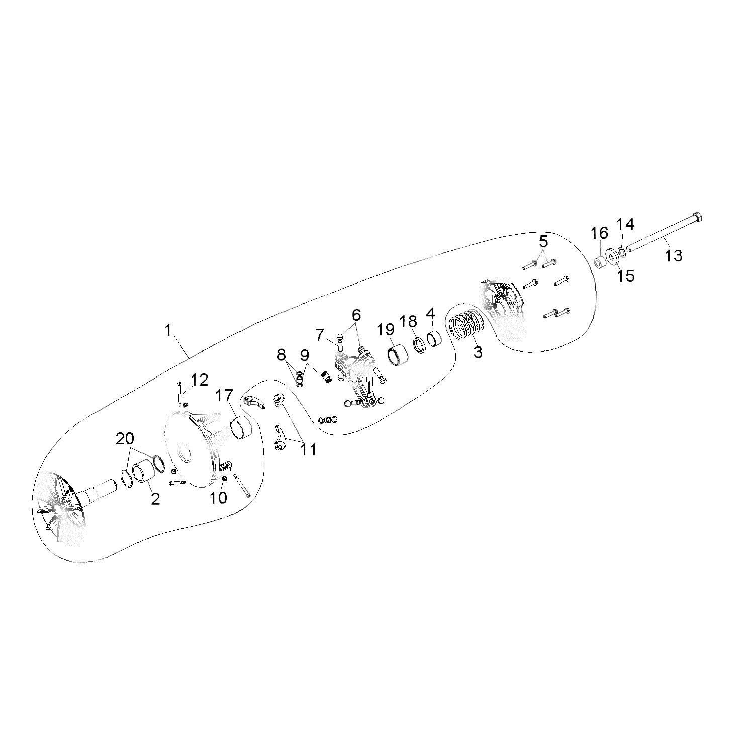 Polaris Ranger Basic Clutch Assembly, Narrow, Genuine OEM Part 1322965, Qty 1