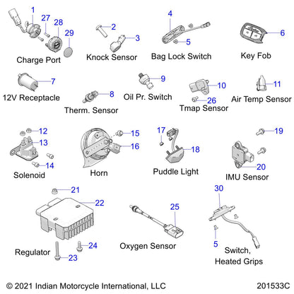 Indian Motorcycle Heated Grips Switch, Genuine OEM Part 4015738, Qty 1