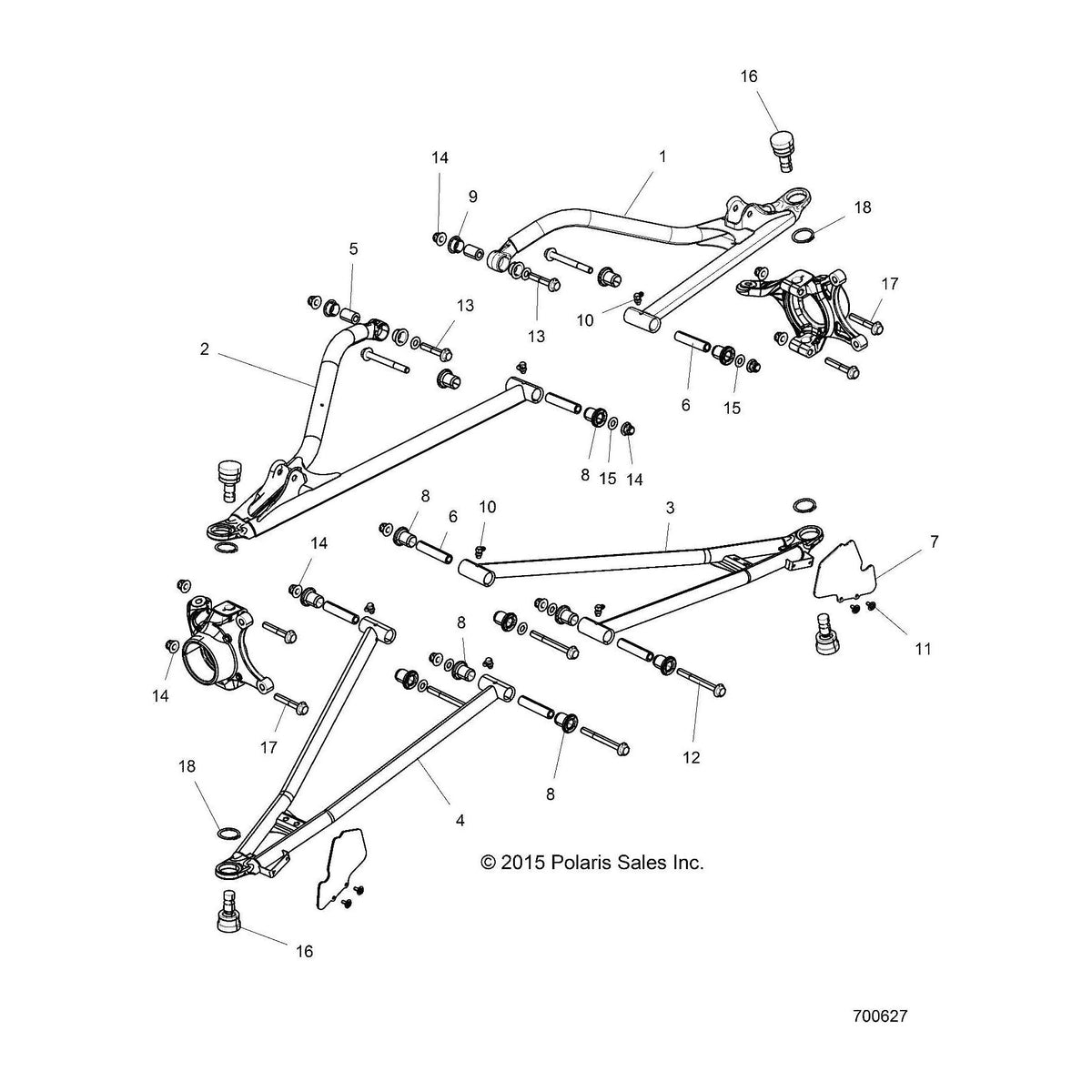 Polaris RZR Control Arm Weld, Front, Lower, Right, Genuine OEM Part 1018827-630, Qty 1