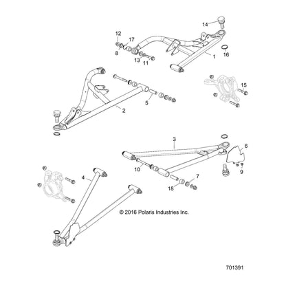 Polaris RZR Control Arm Weld, Front, Lower, Left, Genuine OEM Part 1021480-750, Qty 1