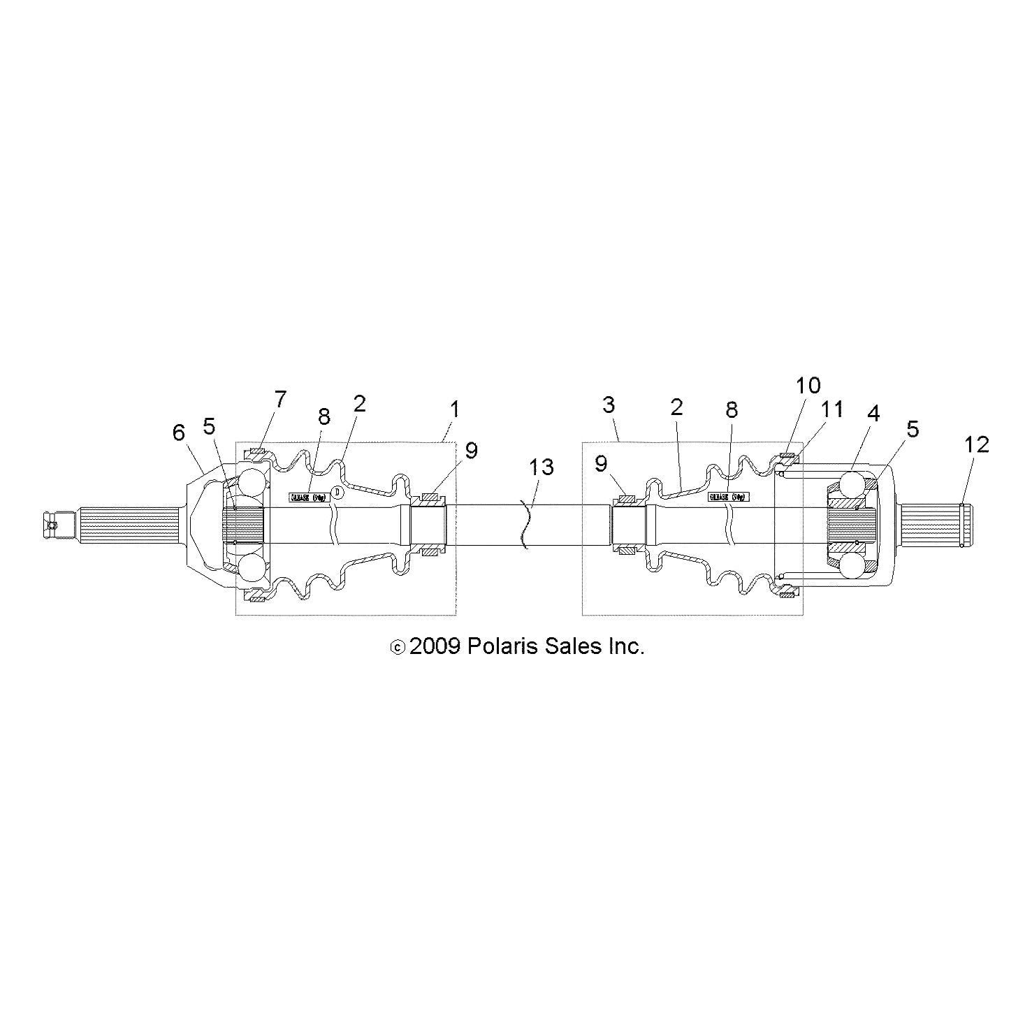 Polaris Ranger Drive Shaft, Front, Genuine OEM Part 1333134, Qty 1