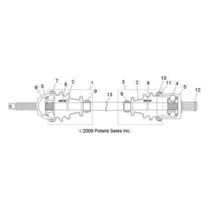 Polaris Ranger Drive Shaft, Front, Genuine OEM Part 1333134, Qty 1