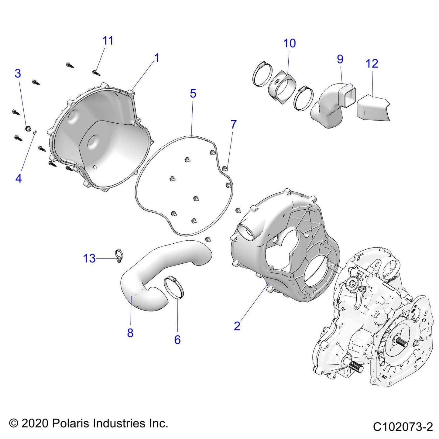 Polaris ATV Outlet Duct, Clutch, Genuine OEM Part 5415566, Qty 1