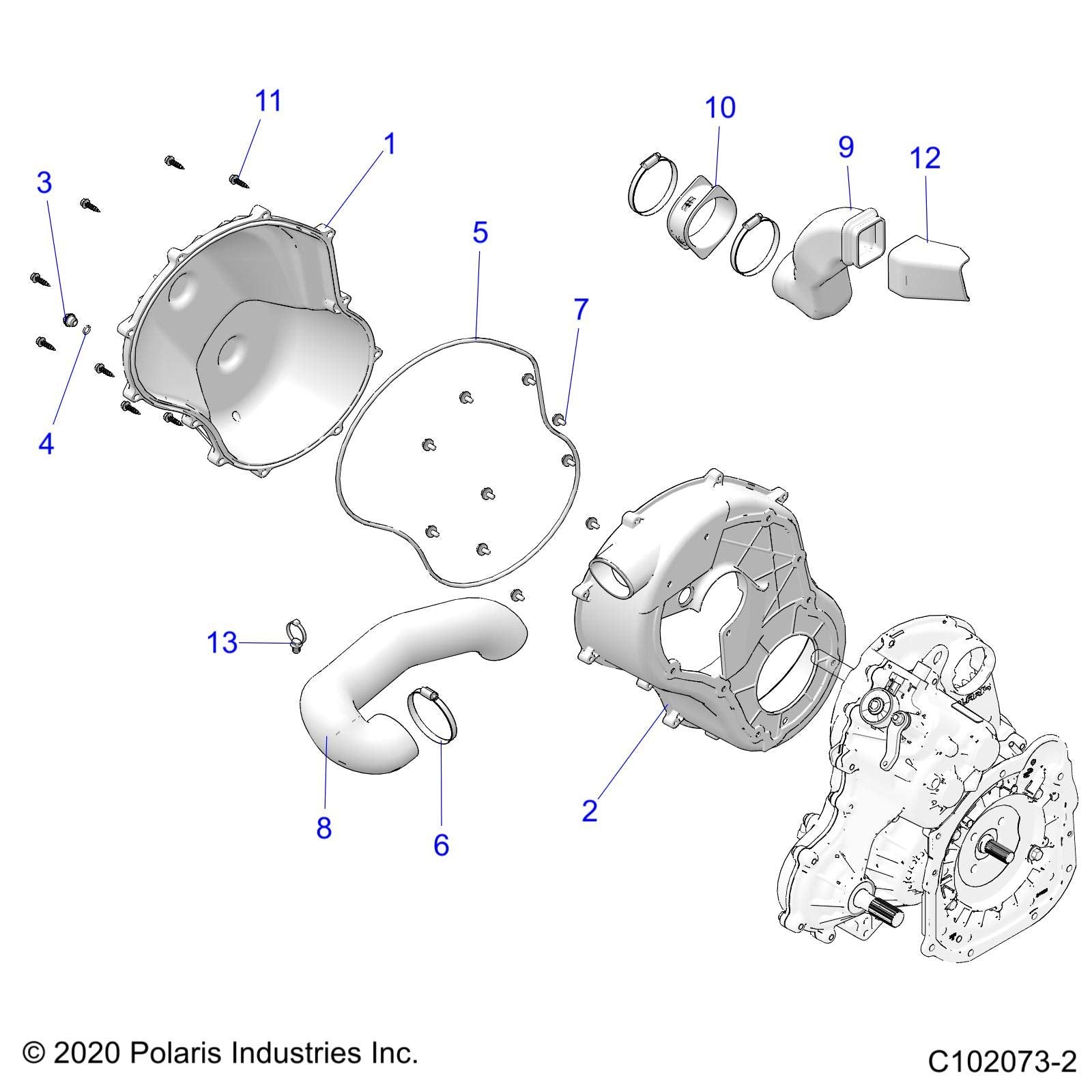 Polaris ATV Outlet Duct, Clutch, Genuine OEM Part 5415566, Qty 1