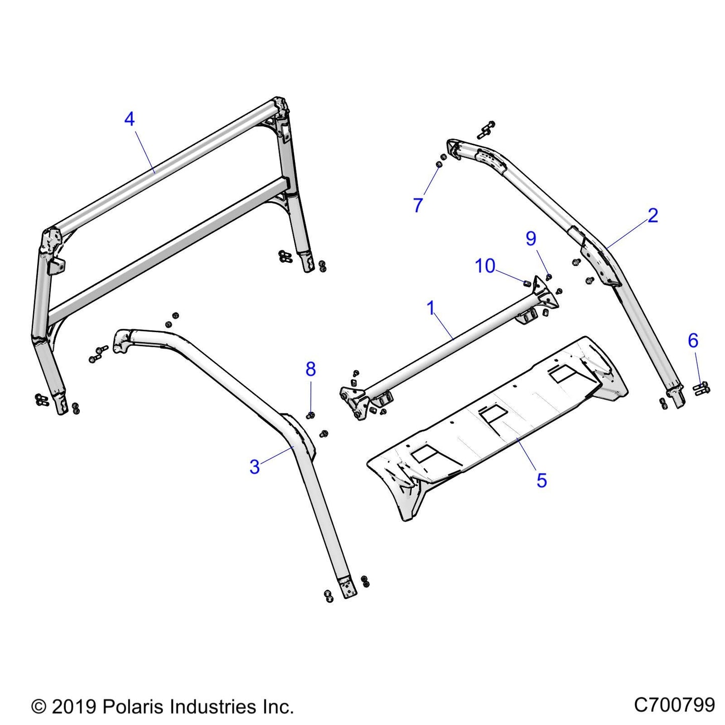 Polaris Ranger Rear ROPS Weld, Matte Black, Genuine OEM Part 1021283-458, Qty 1