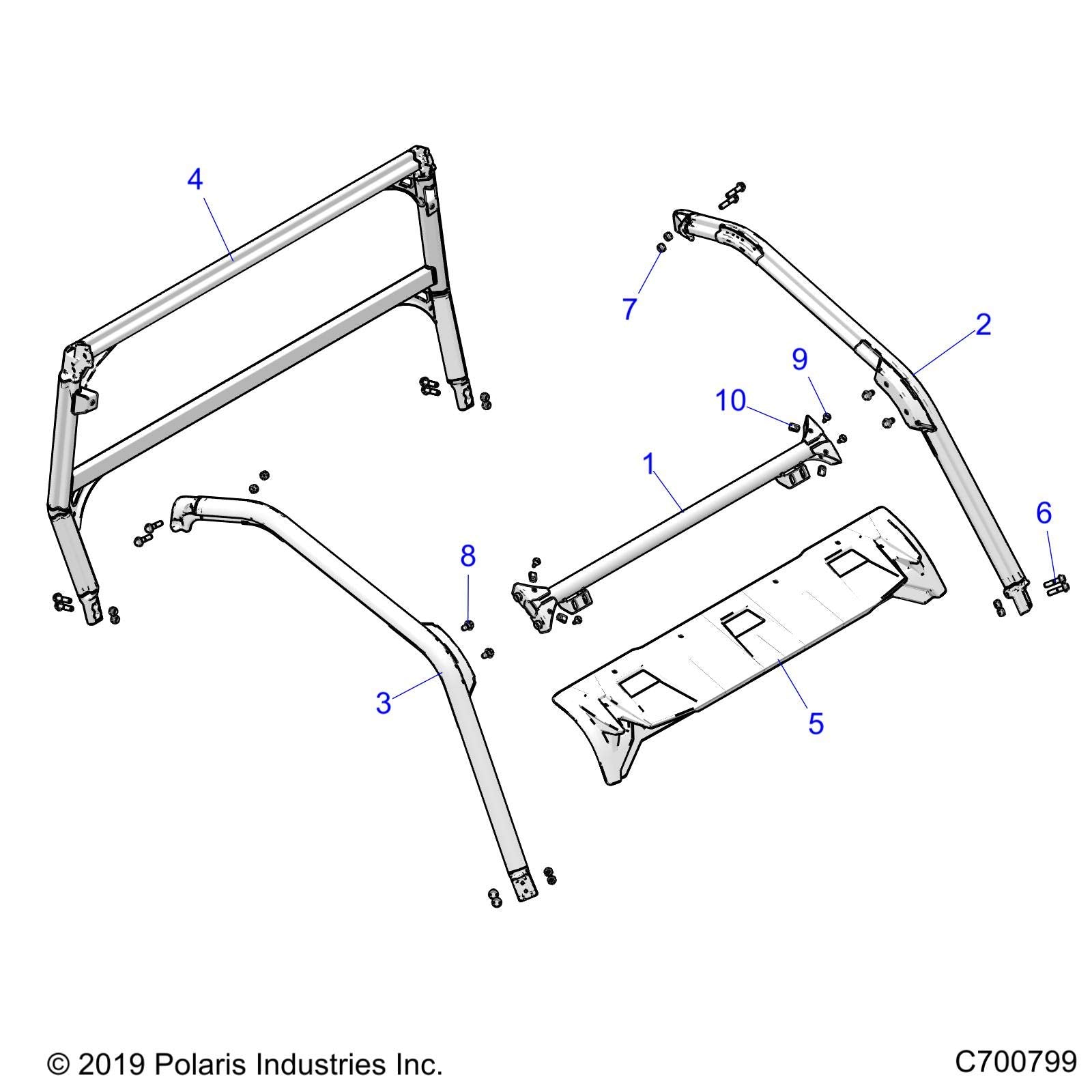 Polaris Ranger Rear ROPS Weld, Matte Black, Genuine OEM Part 1021283-458, Qty 1