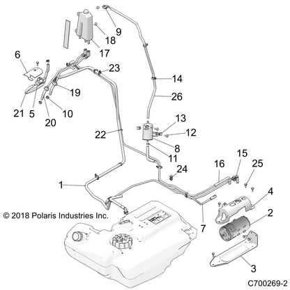 Polaris RZR Hose Assembly, Chamber to TB, PTO, Genuine OEM Part 2521848, Qty 1